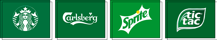 Логотипы зеленого цвета – Carlsberg, Sprite, Tic Tac